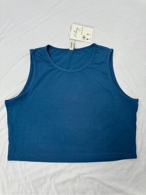 NWT Women's Teal Blue Cropped Tank Top Size XL